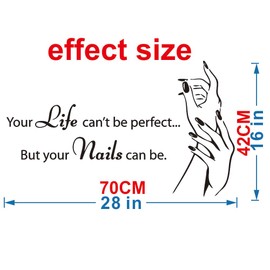 Makeup Nail Salon Vinyl Wall Stickers - Beauty Salon Wall Decals -Stylish Graphics for Artist Studio, Dressing Room, Girls' Bedrooms - Inspiring Murals and Decor for Women (Black-JZY002-Nails)