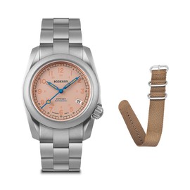 BODERRY Men's Watch Titanium Automatic Field Watch 40mm Military Watch Day Date Function 100M Waterproof with Titanium Bracelet Japanese Mechanical Movement & Screw Down Crown—Voyager