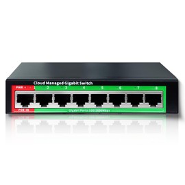 STEAMEMO 8 Port Gigabit Switch, Easy Smart Managed Ethernet Switch, Desktop or Wall Mount, Vlan, Ethernet Splitter, Network Hub, Sturdy Metal