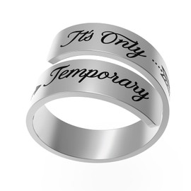 omodofo Adjustable Inspirational Motivational Ring Stainless Steel Spiral Wrap Twist Ring Gift for Women (It’s Only Temporary)