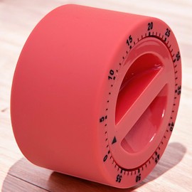 MIJOMA Kitchen Timer 60 Minutes - Egg Timer in Colourful Colours, Diameter 7 x 4 cm, Mechanical, Practical Kitchen Accessories (Vivid Coral)