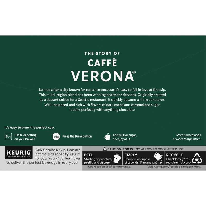 Starbucks Coffee K-Cup Pods, Caffè Verona, Dark Roast Coffee with