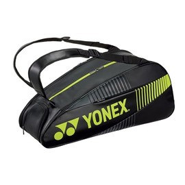 YONEX Active Racquet Bag w/YKK Zippers, Shoe Compartment - Durable Lightweight Badminton Bag for Up to 6 Racquets, Black/Lime