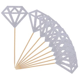 Topoox 1 50 Pack Toppers Silver Glitter Diamond for Cupcake Bridal Shower Decoration