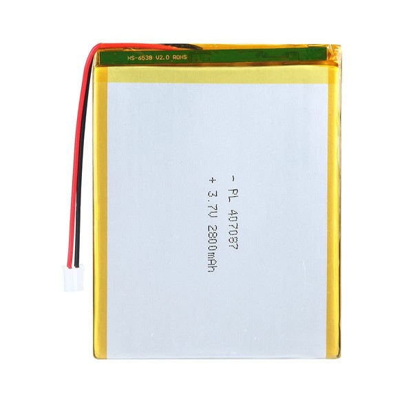 AKZYTUE 3.7V 2800mAh 407087 Lipo Battery Rechargeable Lithium Polymer ion Battery Pack with JST Connector