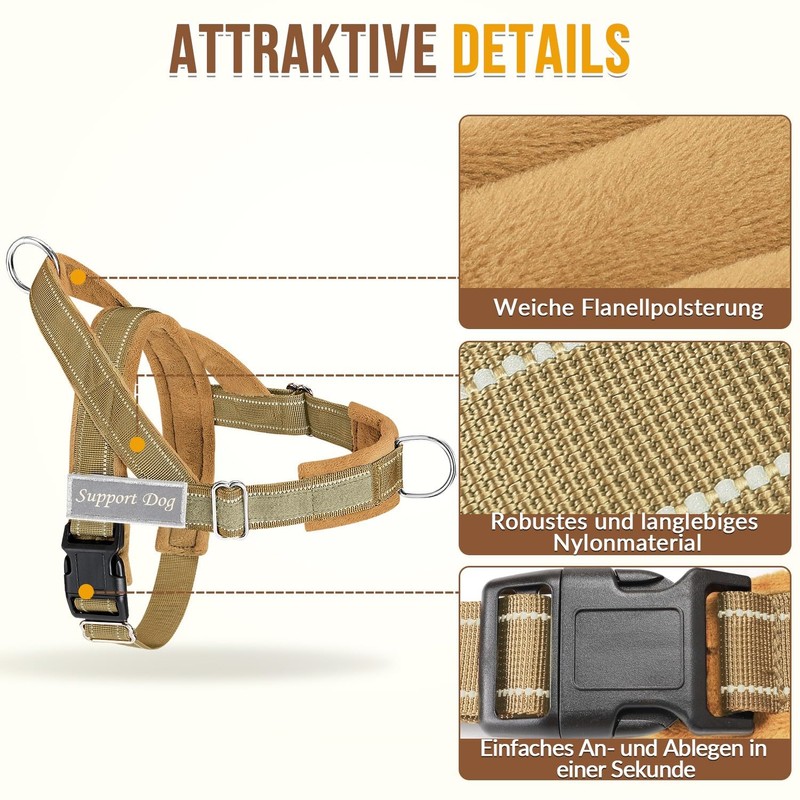 SlowTon Dog Harness Medium Large Dogs with 1.55-1.7 m Lead,