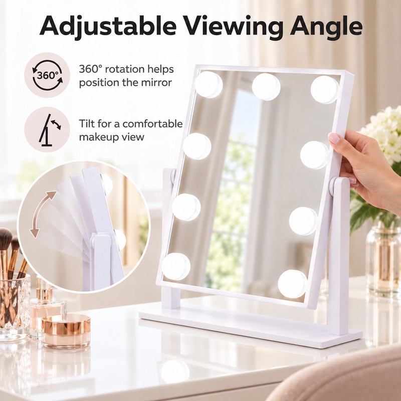 Hollywood Vanity Makeup Mirror with 9 LED Bulbs, 3 Color