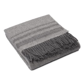 Lima Winter Shades - Alpaca Throw Blanket Handwoven Soft Warm Gray Tones Striped Design 61" x 52" (Soft Gray/Gray)