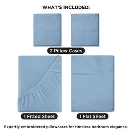 ROYALE LINENS 4 Piece King Sheets Set - Soft Brushed 1800 Microfiber Bedding - 1 Fitted and 1 Flat Sheet, 2 Pillow Cases - Wrinkle Free & Fade Resistant - Hotel Luxury Bed Sheets (Lake Blue, King)