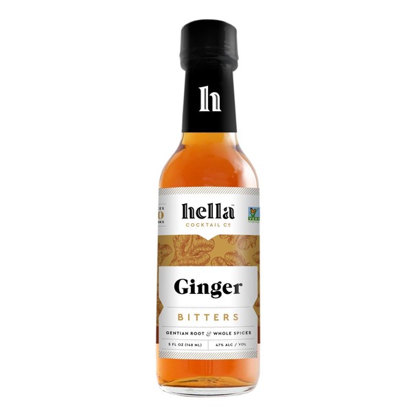 Hella Cocktail Co. | Ginger Bitters, 5 Fl. Oz (Pack of 1)| Craft Cocktail Bitters Made with Real Ginger and Whole Spices|Perfect for Holiday Cocktail Recipes