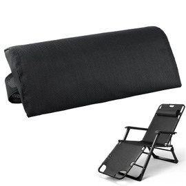 Joyan Pack of 2 Neck Cushions for Garden Chairs, Neck Roll Cushion for Recliner Chairs, Neck Cushion with Elastic Band, for Sun Lounger, 35 x 17 x 6 cm, Black