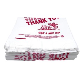 Premium Large "Thank You" T-Shirt Bags (400 Count), 12 X 7 X 22, 17 mic, Bulk, Grocery, Retail Bags, Restaurant Take Out