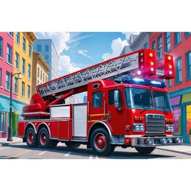Trefl - Fire Engine - Puzzle 60 Pieces - Colourful Puzzle with Vehicles, Creative Entertainment, Fun for Children from 4 Years