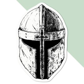 Medium 100mm 'Knight Helmet Front View' Permanent Sticker Decal for Cars/Windows/Bins/Walls etc (DW00136077)