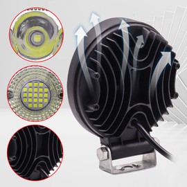 Aoling LED Work Light, 12 V 24 V, Waterproof, LED Work Light, Combo Beam, Round, White, Steady On, LED Light, LED Auxiliary Light, Fog Lamp, Backlight, Headlight, Car Width Light, Forklift, Truck,