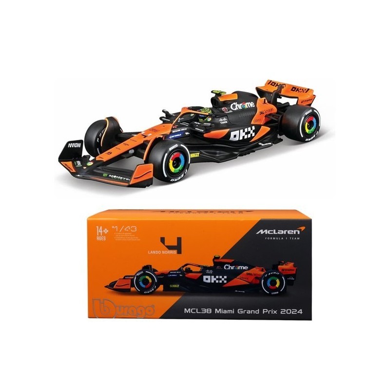 Brago 1:43 McLaren F1 Racing Car MCL38 2024 #4 Acrylic
