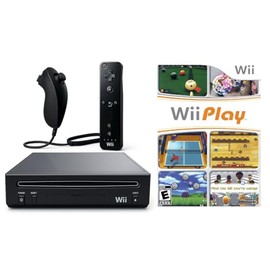 Wii Console Bundle (Black) with Wii Play Game (1 Player) -Smart TV Ready (Renewed)