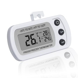 Refrigerator Thermometer, Small Digital Thermometer, Electronic Thermometer, Indoor Thermometer, Waterproof, Lightweight, LCD Screen, Max/Lowest Temperature, Temperature Range -20°C to 50°C, Easy to