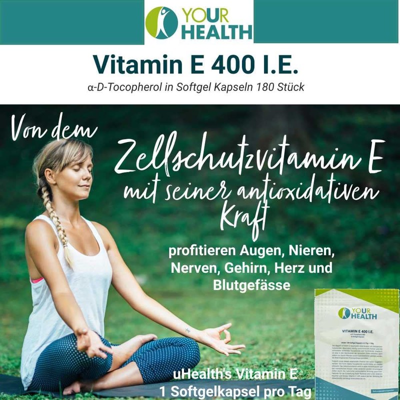 uHealth Vitamin E 400 IU - 180 Softgel Capsules Each