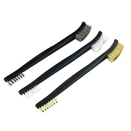 Set of 3 Double-Sided Wire Brushes, Small Wire Brushes Made of Stainless Steel, Brass and Nylon for Cleaning Welding Slag and Rust