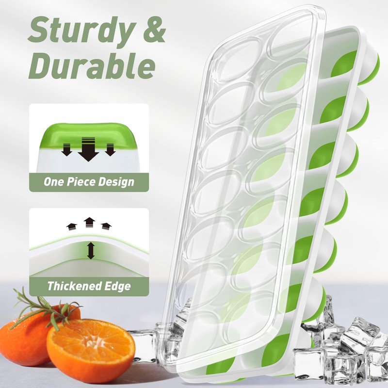 Ice Cube Tray with Lid, 2 Packs 28 Cubes Durable