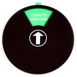 FREI - BESETZT Sign Black 15 cm Come in Welcome-Back Soon-Out of Office-In a meeting-Do not disturb-Please Knock. (Black)