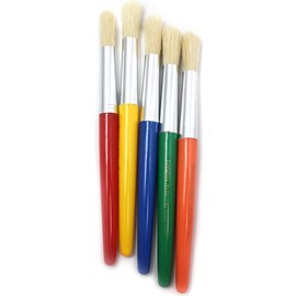 Charles Leonard Inc., Brushes, Stubby Round, Red,Yellow, Blue, Green, Orange, 5/Set (73205)