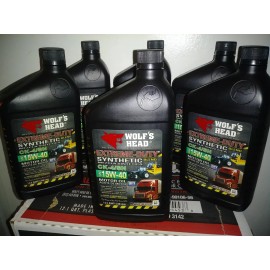 WOLF'S HEAD 6 QUART WOLF'S HEAD MOTOR OIL SYNTHETIC BLEND 15W-40 HD DIESEL GASOLINE ENGINE