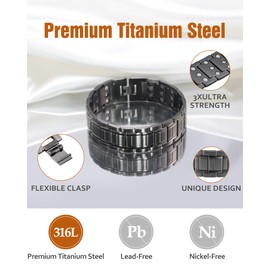 Jecanori 3X Magnetic Bracelet for Men and Copper Ring with 3500 Gauss Ultra Strength Magnets,Adjustable Titanium Steel Magnetic Bracelet with Adjustment Tool & Gift Box(Grey)