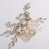 Lenjicons Wedding Flower Rhinestone Pearls Hair Comb Teardrop Rhinestone Wedding