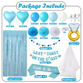 Last Toast on The Coast Bachelorette Decorations, Beach Bach Bride to Be Coastal Party Supplies, 'Something Blue Before I Do' Bridal Shower Party Favors