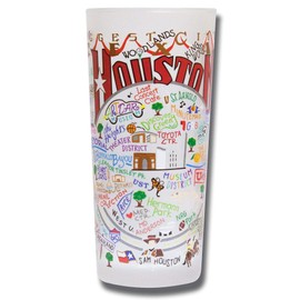 catstudio Houston Drinking Glass | Geography Inspired Artwork Printed on a Frosted Cup