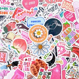 GWAWG 120Pcs Book Stickers, Waterproof Vinyl Reading Decals Bookish Sticker for Kindle, DIY Scrapbook Stickers Decoration for Water Bottle, Guitar, Laptop, Skateboard, Suitcase