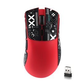 MAMBASNAKE R1 59g Tri-mode lightweight Wireless Gaming Mouse with Anti-slip Stickers, 2.4GHz/Bluetooth/Wired Connectivity, 5 Programmable Buttons,6 Adjustable DPI up to 18000, PAW3311 Sensor-Red