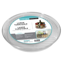 Kitchen Spaces Large Lazy Susan Turntable Organizer, Easy Reach Deep Cabinet Shelf Storage for Kitchen and Pantry Items, Great for Under The Sink, Clear and Sturdy with Full Spin