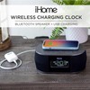 iHome Alarm Clock for Bedroom w/ Wireless Charger, Bluetooth Speaker,