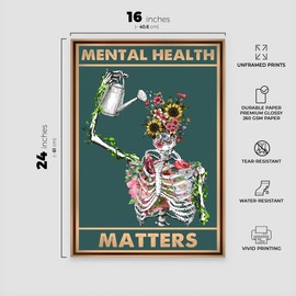 LOLUIS Mental Health Gifts, Vintage Positive Affirmations Artwork Poster Aesthetic Decorations (Unframed 16"x24", Mental Health Matters)