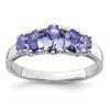 Size 7 Solid 925 Sterling Silver 5-Stone Oval Tanzanite Ring
