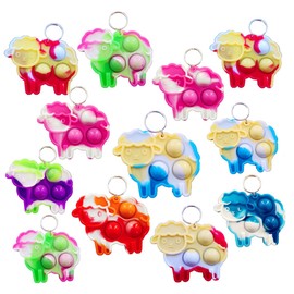 HOZKEAP 24 Packs Bulk sheep Backpack Mini Pop Rainbow Keychain fidgets Bubble Toys for Kids Children Classroom Students from Teacher,Birthday Party Favors