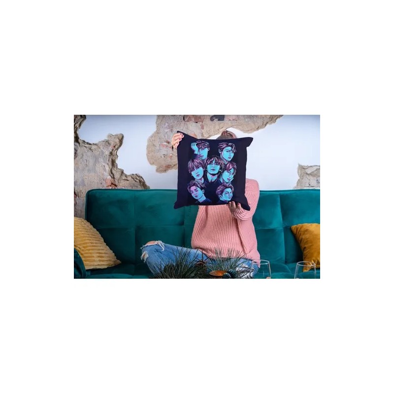 Cojin Decorativo Bts Rostros Artistico Unico Coreano 50x50cm Bts Liso