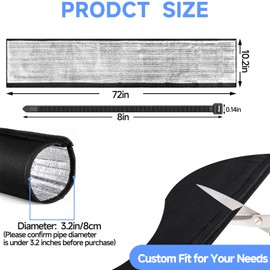 3-Layer HVAC Copper Pipe Insulation Cover, 72''x10.2'' 600D Oxford AC Line Insulation Cover Outdoor, Air Conditioner Line Insulation Sleeve, HVAC Foam Wrap for Mini Split & Heat Pump, Black