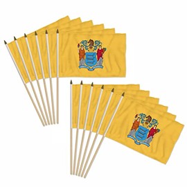 New Jersey 12x18in Stick Flag - 1 dozen pack