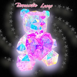 Holographic Light Up Teddy Bear, iridiscent bear, valentines gift with heart with lights love gift, presents for him, gifts for her (pink Heart) 12 inch)