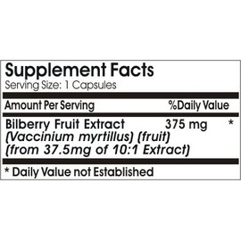 Naturetition Supplements Bilberry Extract 375mg ~ 100 Capsules - No Additives
