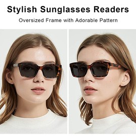 JiSoo Gafas de lectura de gran tamaño para mujer, estilo Oprah con bisagra de resorte, S-carey (gafas de sol para lectura), 2.50 US