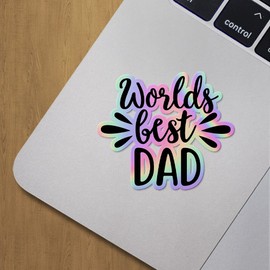 Holographic Decal Stickers of Worlds Best Dad Premium Waterproof Vinyl Decal Stickers for Laptop Phone Accessory Helmet Car Window Mug Tuber Cup Door Wall Decoration ANDVER3f26102HO