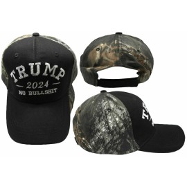 Unbranded Trump 2024 No BullShit Black W/ Real Tree Camo Back Embroidered Cap Hat X1