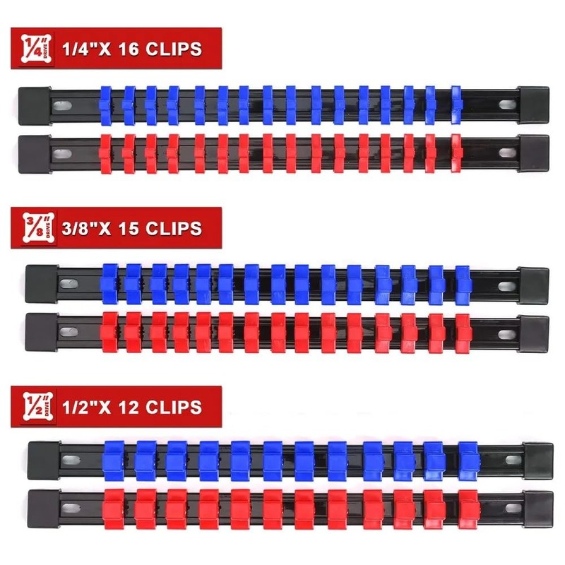 6 Pieces Socket Organizer Holder, Holds 86 Sockets, Socket Rails,
