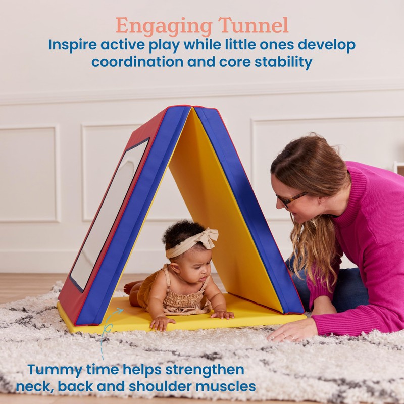 ECR4Kids SoftZone Folding Floor Mirror, Sensory Toy, Assorted