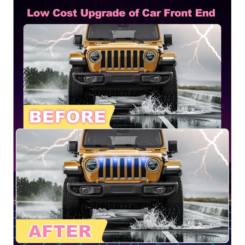 Grill Lights for Jeep Wrangler JL JLU Front Bumper Grille